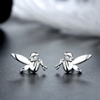 Fairy Winged Angel Sterling Silver Stud Earring Girl Women Ginger Lyne Collection