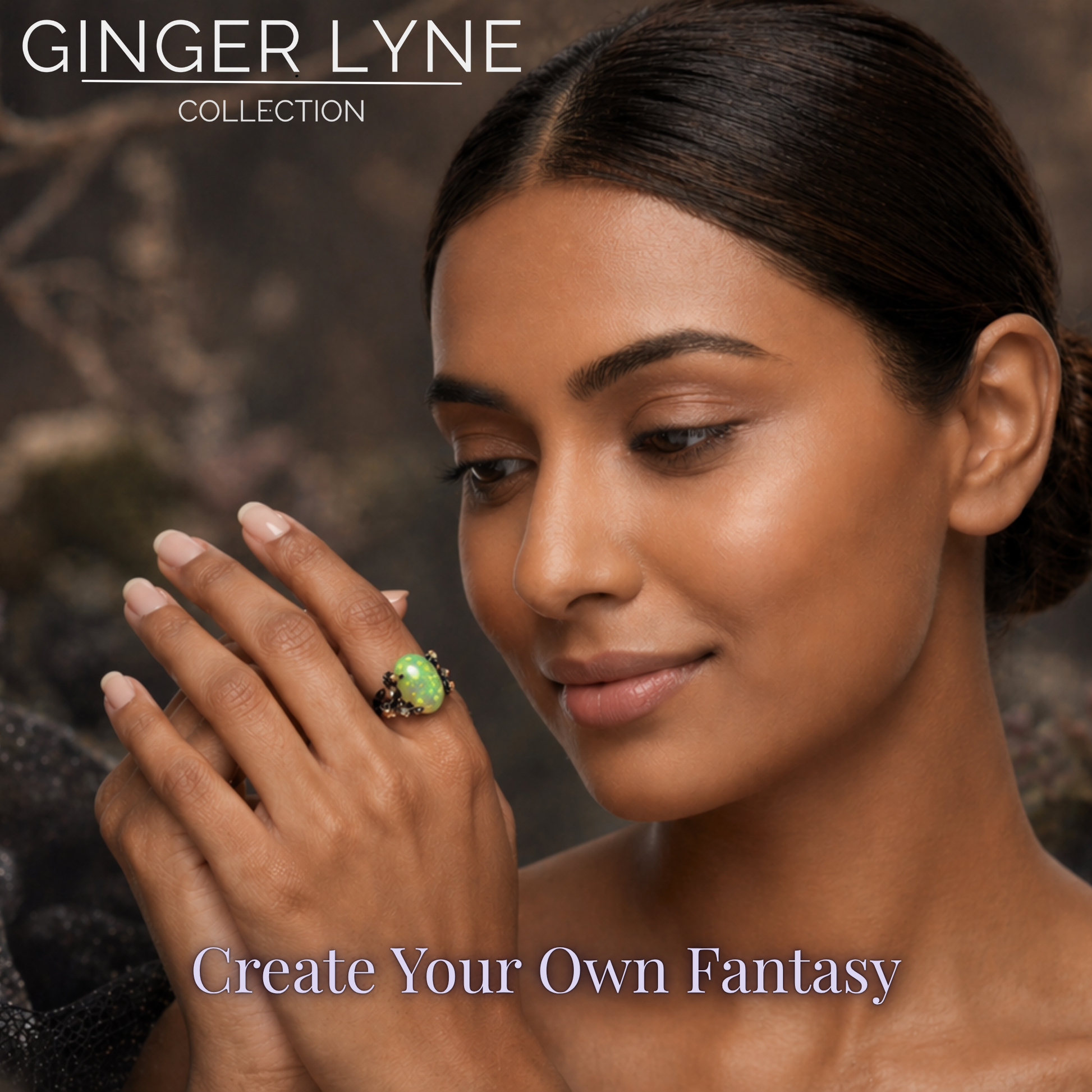 HenriettaBlackTreeBranchGothicInspiredFireOpalEngagementRingforWomenbyGingerLyne_Green-Gold-3
