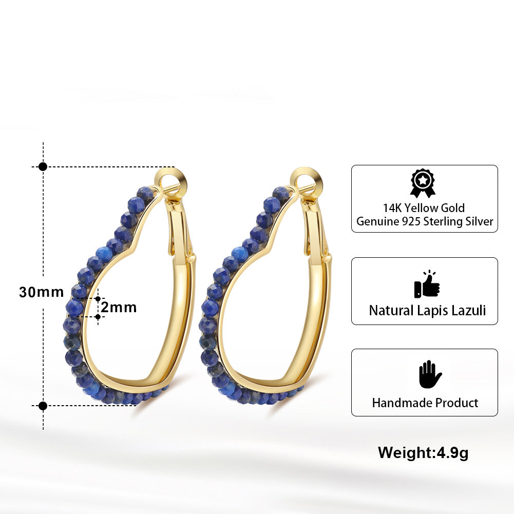 Heart Hoop Earrings for Women Garnet Gemstone Gold Sterling Silver Ginger Lyne Collection - Red