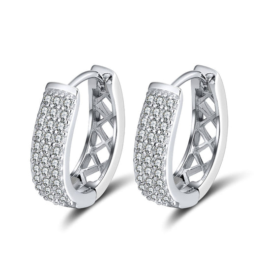 Hoop Earrings for Women Sterling Silver Clear Three Row Cz Womens by Ginger Lyne Collection