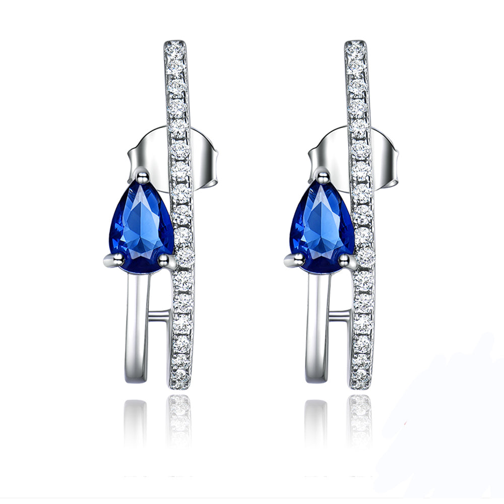 Blue Sapphire Drop Earrings for Women Sterling Silver Ginger Lyne Collection