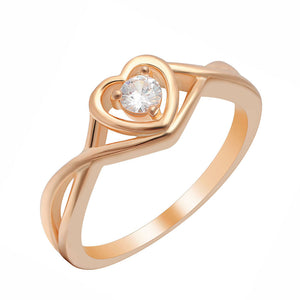 Christine Engagement Ring Promise Heart For Women Yellow or Rose Gold Cz Ginger Lyne Collection - Rose-Clear,7