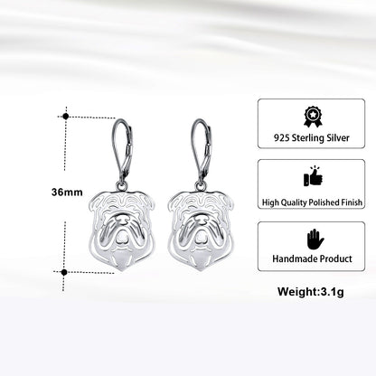 Bulldog Dog Necklace, Earrings, or Set for Women Sterling Silver Ginger Lyne Collection - Dog Set