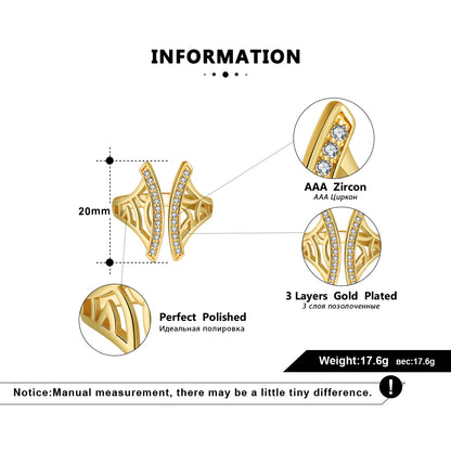 Window Pattern Adjustable Ring for Women Cz Gold Plated Ginger Lyne Collection - Gold