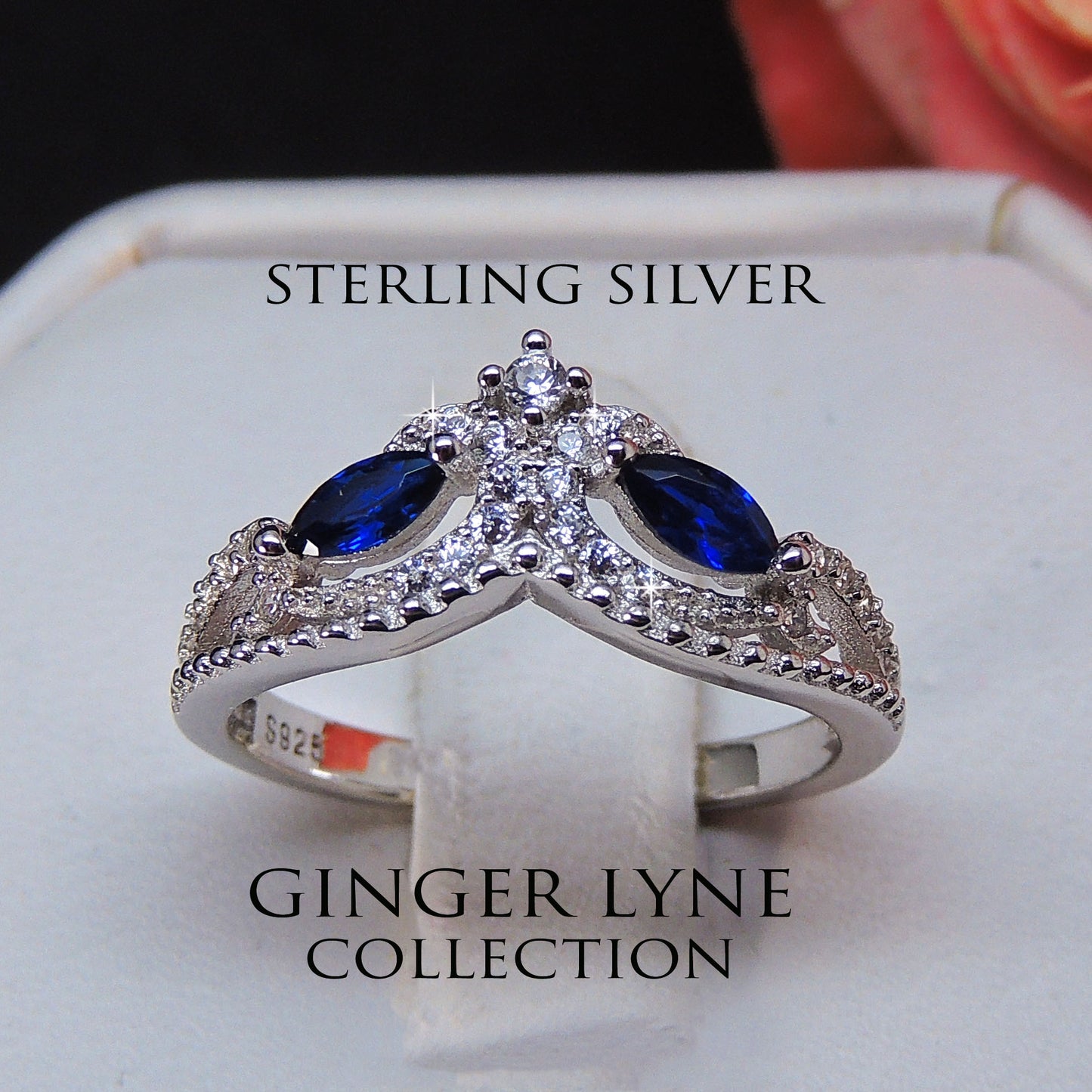 AnsleyAnniversaryRingSterlingSilverBlueCubicZirconiaGingerLyneCollection_Blue-2