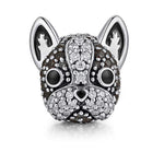 Load image into Gallery viewer, Boston Terrier Frenchie Dog Charm European Bead CZ Sterling Silver Ginger Lyne Collection - Black
