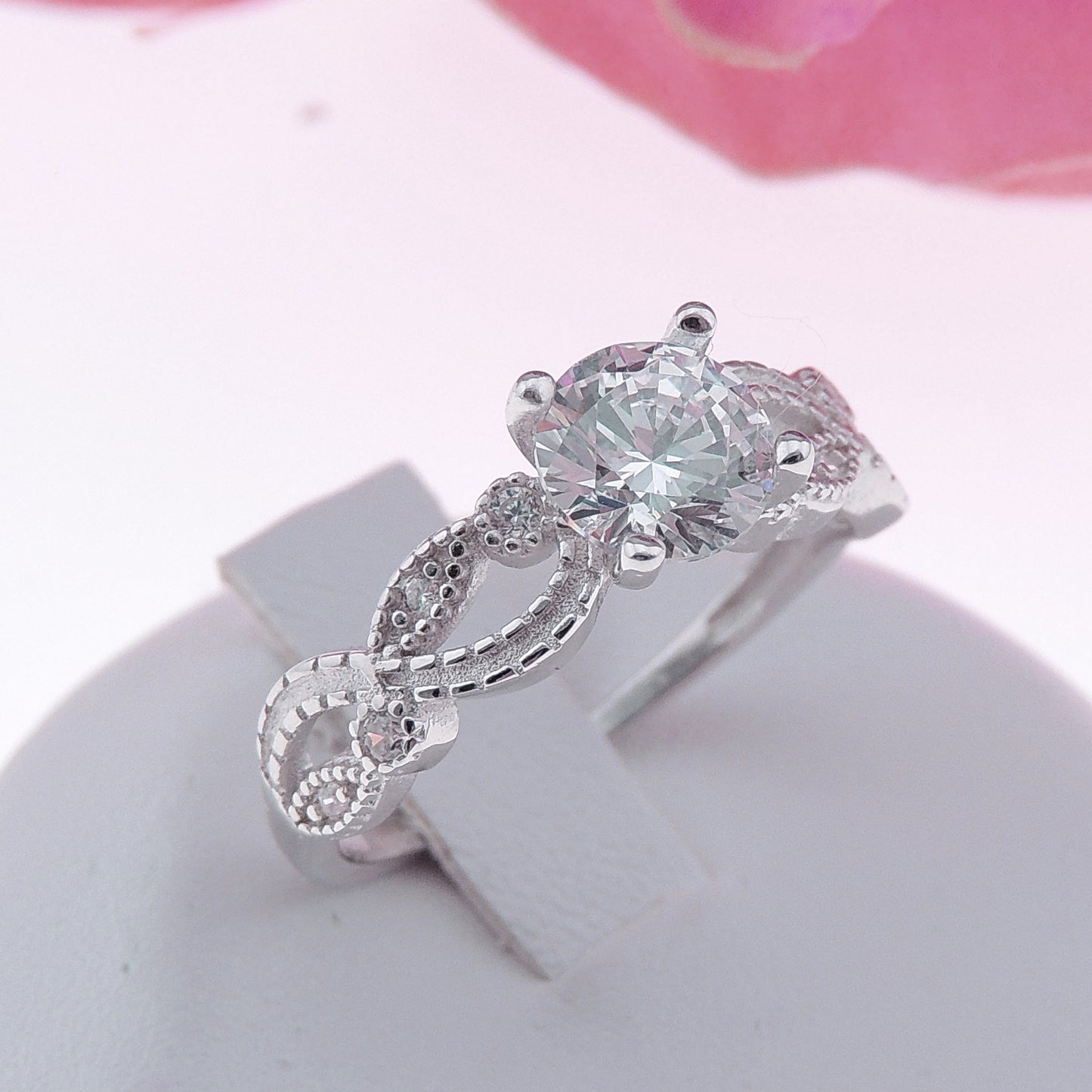 Engagement Ring Sterling Silver Cz Versia Filigree Womens Ginger Lyne Collection - 10