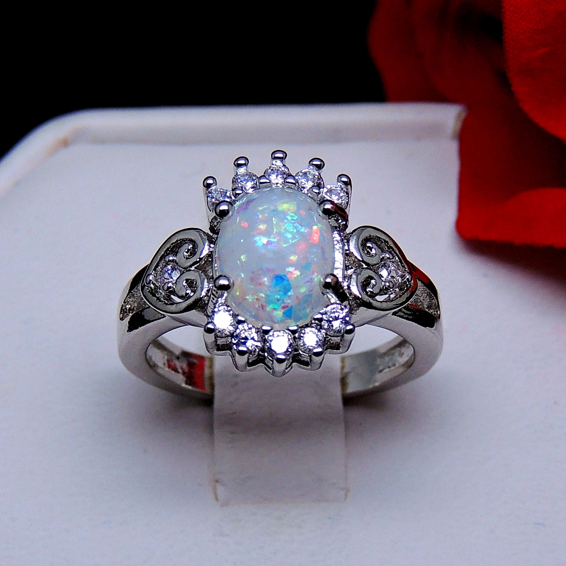 Neve Statement Ring Oval Fire Opal Cz Womens Ginger Lyne Collection - 7