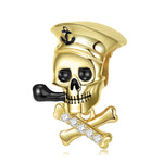 Load image into Gallery viewer, Skull Sailor Gothic Charm European Bead CZ Sterling Silver - Ginger Lyne Collection
