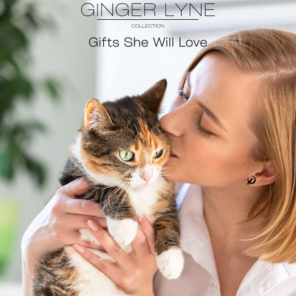 Ginger Lyne Cat Moon Earrings for Women Stainless Steel Kitty Studs Pet Jewelry Gifts for Her