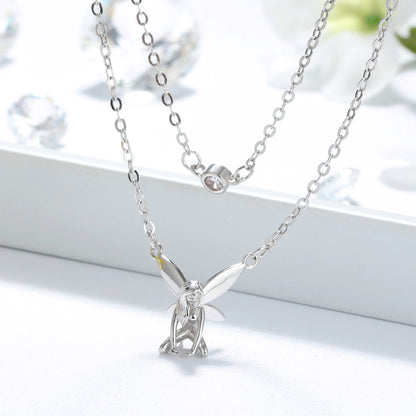 Fairy Sterling Silver Double Chain Pendant Necklace Girls Ginger Lyne Collection