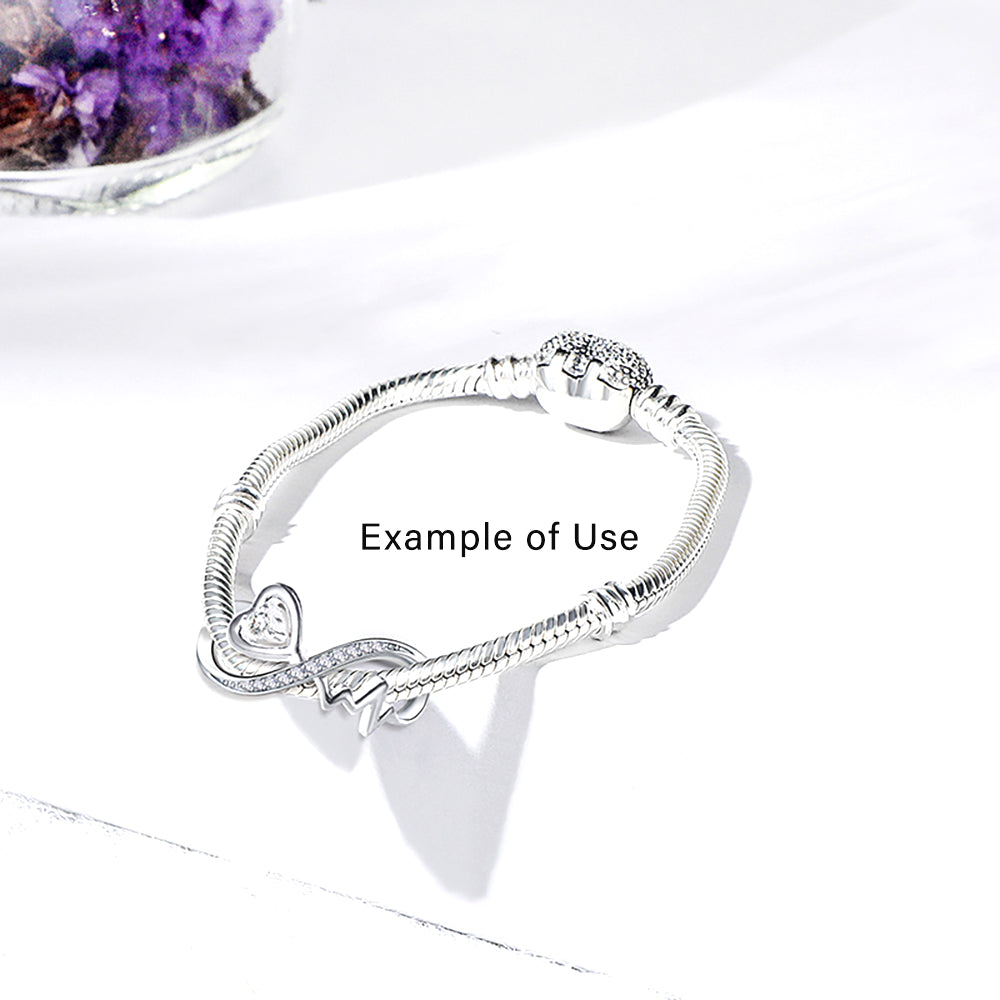 Infinity Heartbeat Charm European Bead Sterling Silver Clear CZ Ginger Lyne Collection