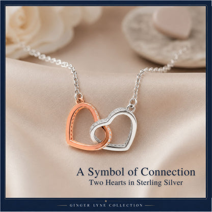InterlockingHeartNecklace,LinkedTwoToneSterlingSilverLovePendantbyGingerLyneCollection_Silver-2