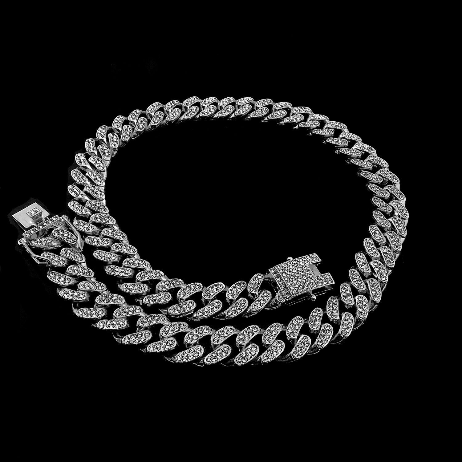 Gold Cuban Link Chain Necklace Iced Out Hip Hop Men Women Ginger Lyne Collection - 18 Inch Silver
