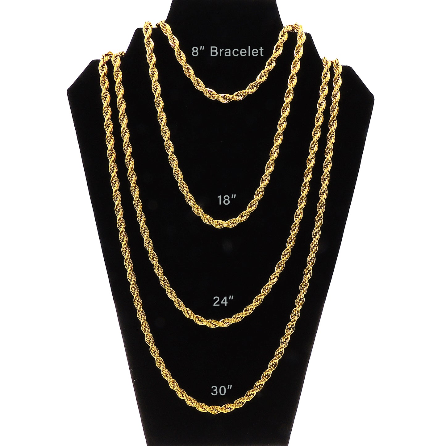 Gold Twisted Rope Chain Necklace Hip Hop Men Women Ginger Lyne Collection