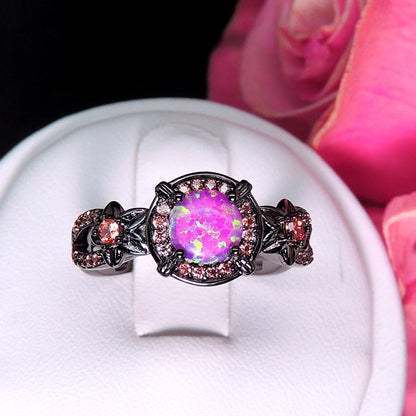 Sloane Statement Ring Womens Purple Black Plated Fire Opal Ginger Lyne Collection