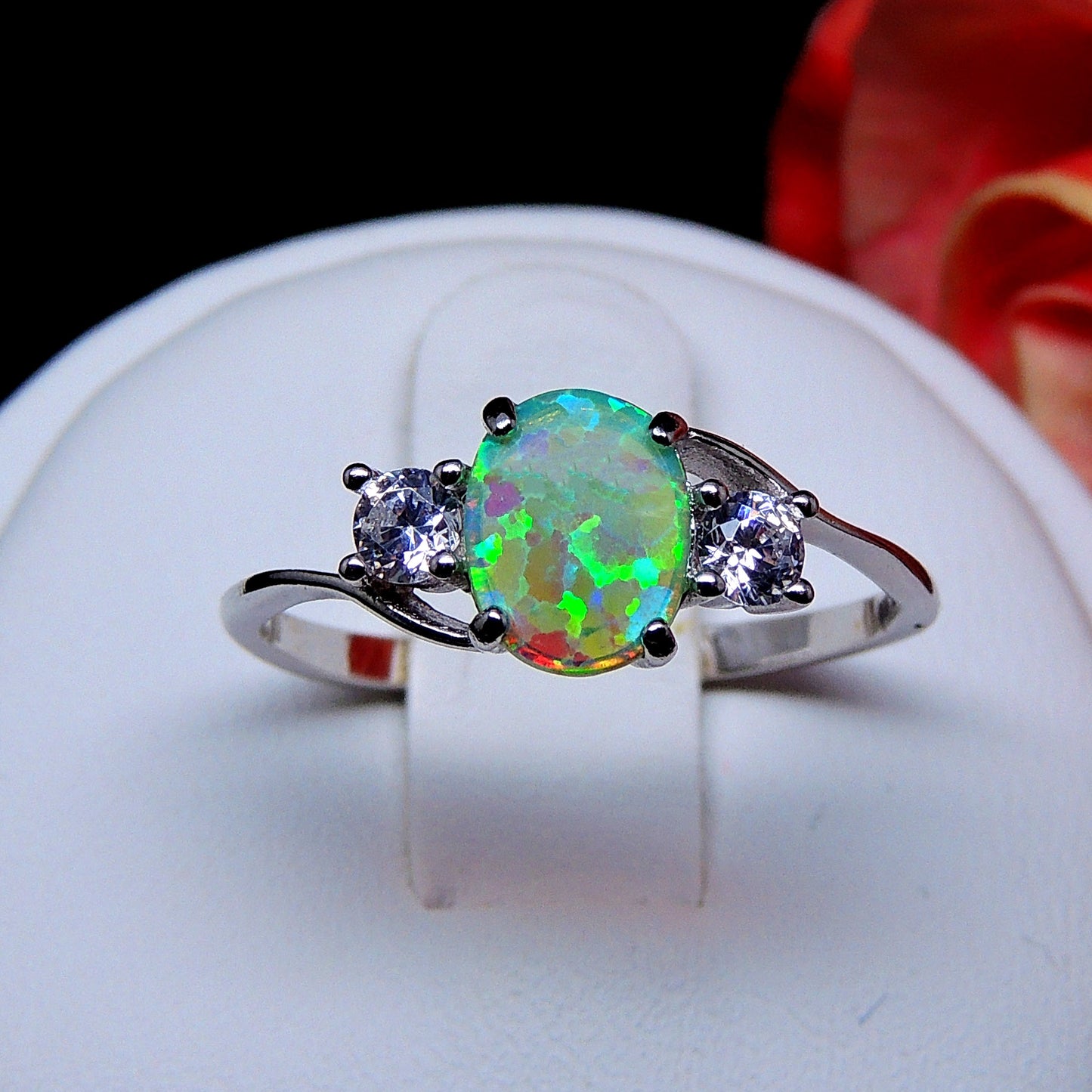 Addy Purple Opal Ring Sterling Silver Women Engagement Ginger Lyne Collection