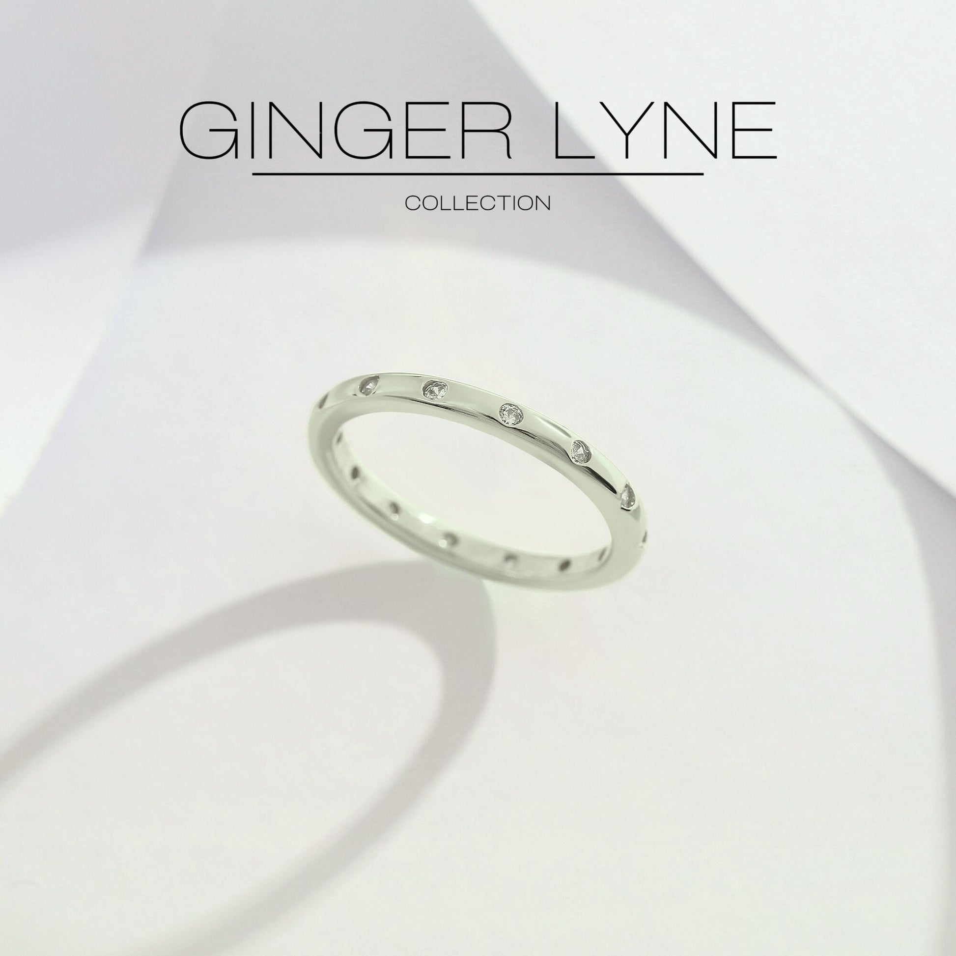 Celesta Eternity Rings for Women Stackable Wedding Bands CZ 2mm Sterling Silver Ginger Lyne
