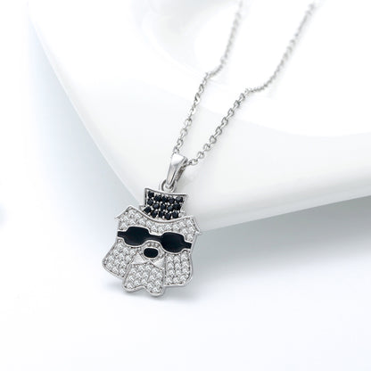 Bulldog Necklace for Women Sterling Silver Cubic Zirconia Ginger Lyne Collection