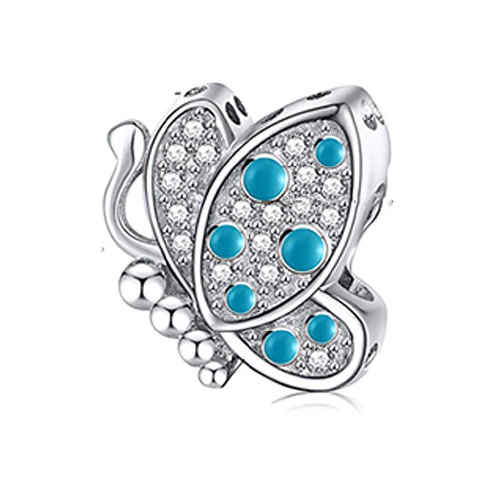 Butterfly Charm European Bead CZ Sterling Silver Ginger Lyne Collection