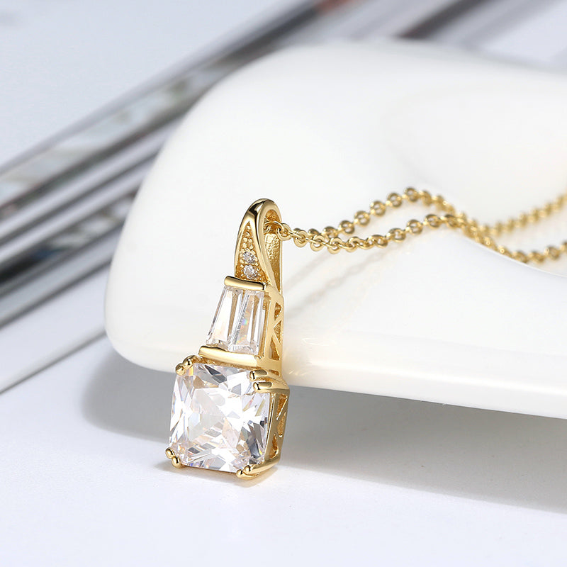 Square Trillion Pendant Necklace for Women Sterling Silver Ginger Lyne Collection - Yellow Gold