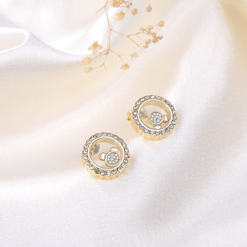 Floating CZ Bear Earrings for Women Gold Plated Sterling Silver Ginger Lyne Collection - Earrings