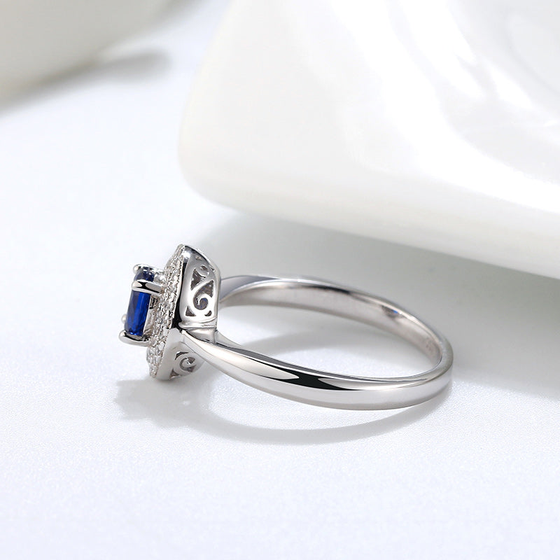 Engagement Birthstone Ring for Women Blue Cz Sterling Silver Ginger Lyne Collection - 6