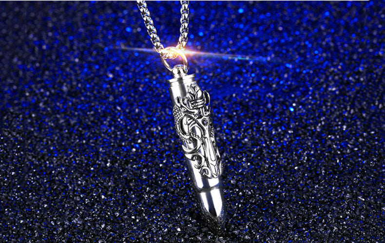 Dragon Bullet Dagger Necklace for Men or Women Stainless Steel Goth Biker Ginger Lyne Collection