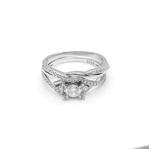 Contessa Bridal Set Sterling Silver Engagement Ring Cz Womens Ginger Lyne Collection - 10