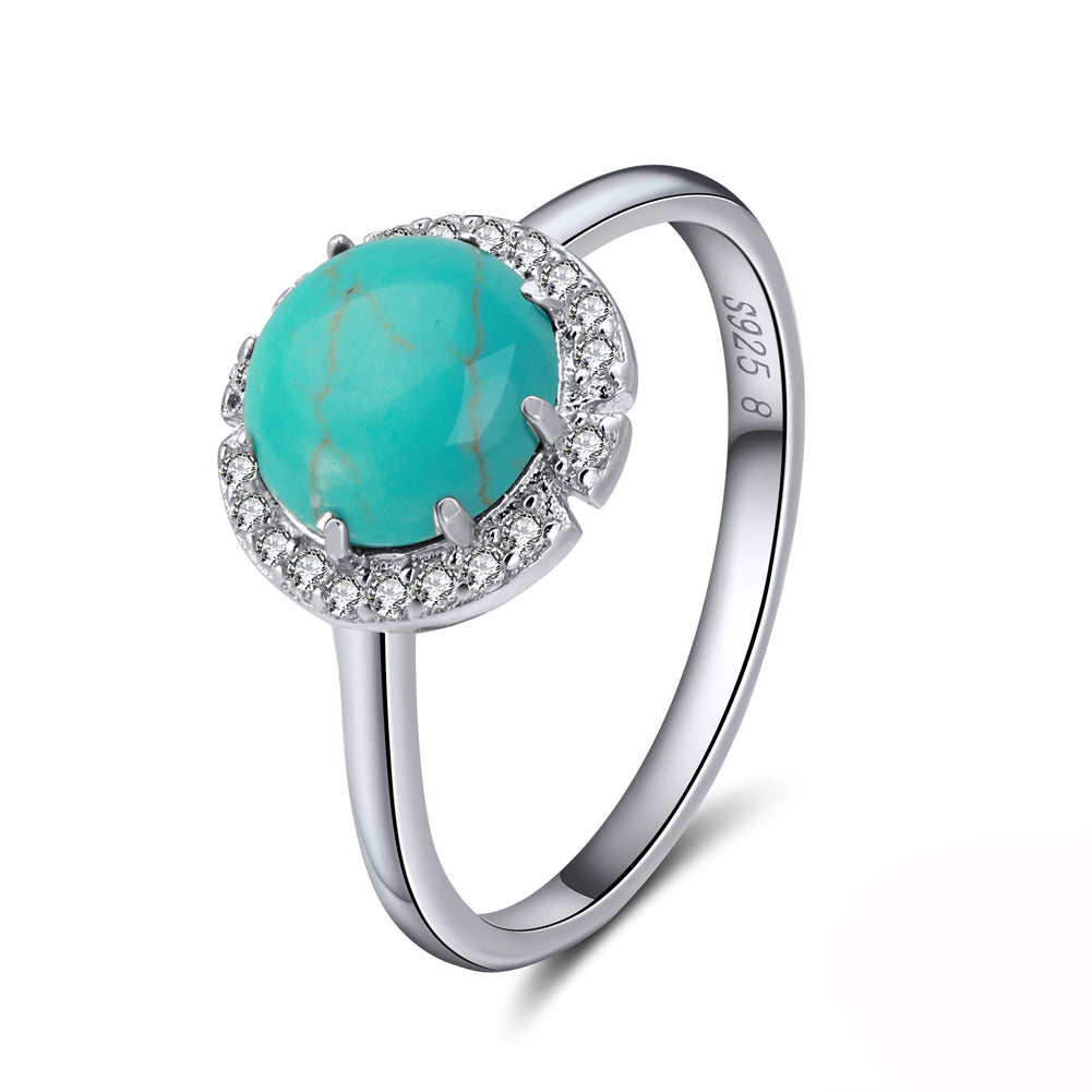 Turquoise Statement Ring for Women Sterling Silver Cz Ginger Lyne Collection - Turquoise,6