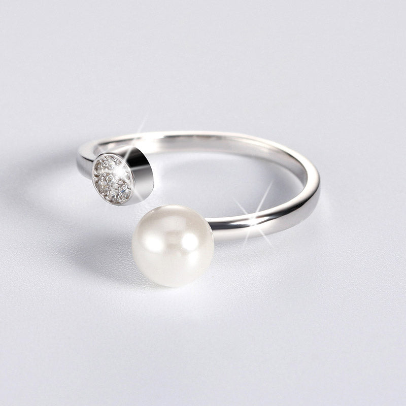 Adjustable Wrap Sterling Silver Ring for Women Pearl & CZ Ginger Lyne Collection