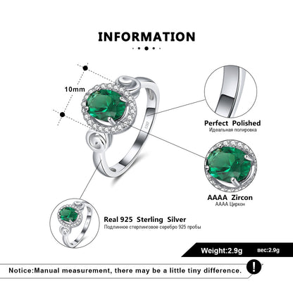 Engagement Statement Ring for Women Green CZ Sterling Silver Ginger Lyne Collection - 6