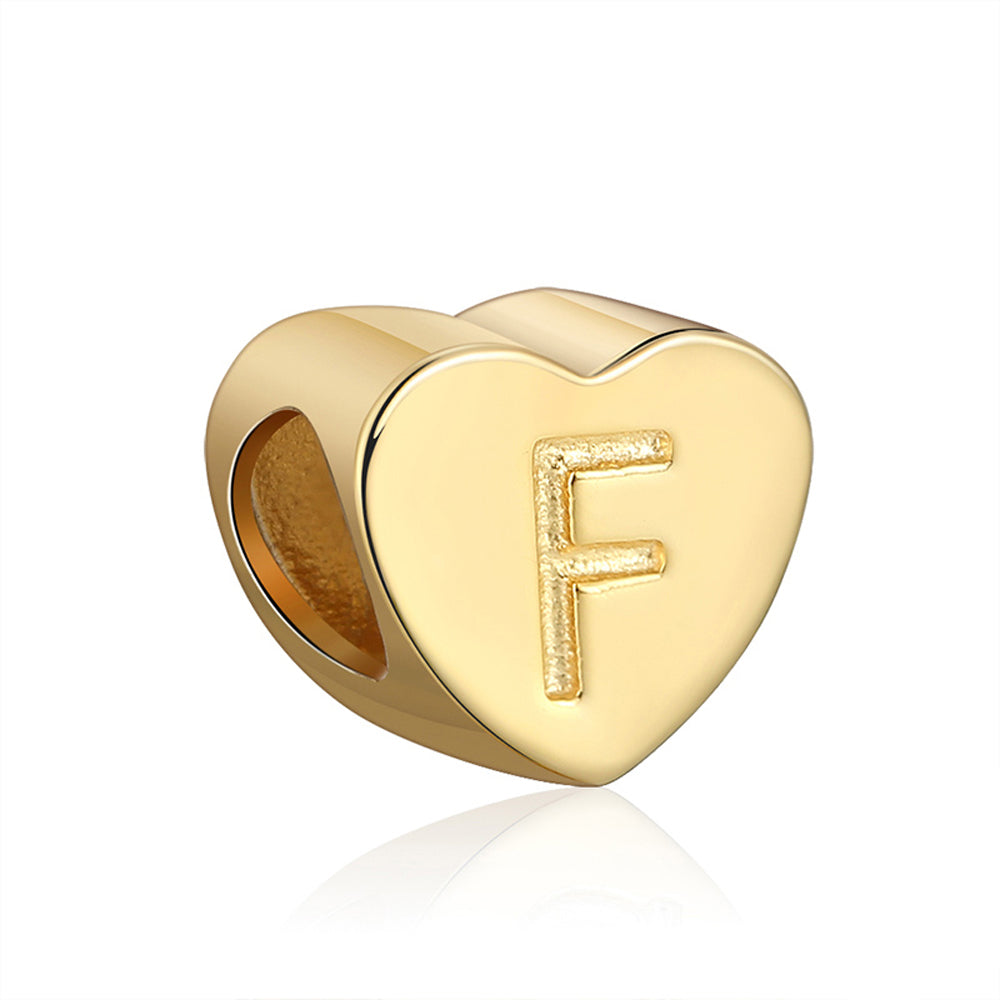 Initial Heart Charms Gold Plated  Sterling Silver Womens Ginger Lyne Collection - F