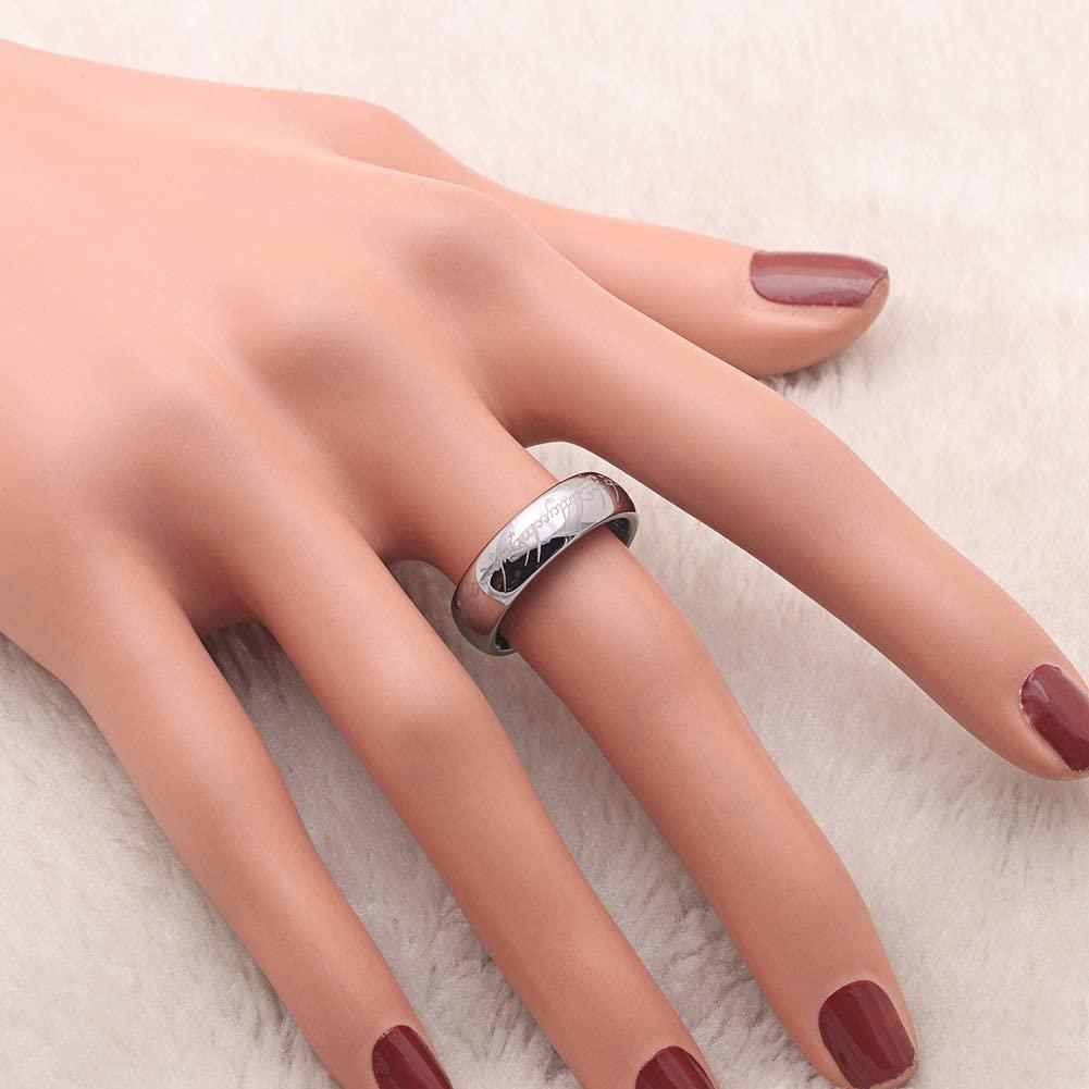 Ginger Lyne Tungsten Wedding Band for Men or Women Lords One Ring of Power Silver 6mm or 4mm