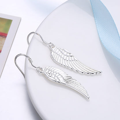 Angel Wing Hook Earrings Womens Silver Plated Ginger Lyne Collection