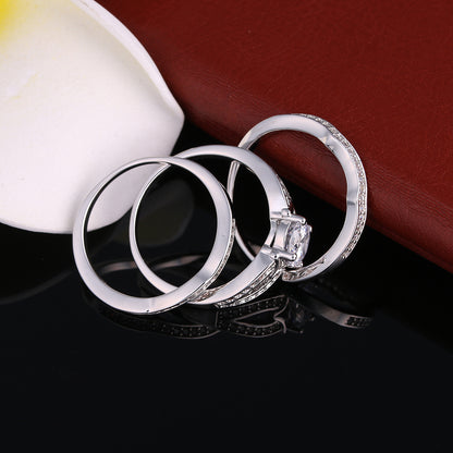 Rebecca Bridal Set Cz 3Pc Engagement Ring 2 Bands Womens Ginger Lyne Collection