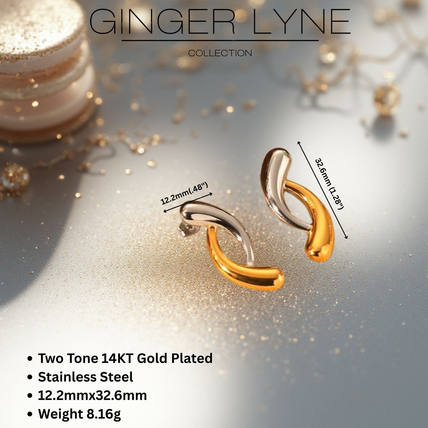 TwoToneTeardropEarringsforWomenGoldStainlessSteelDropStudsGingerLyneCollection_Gold-3