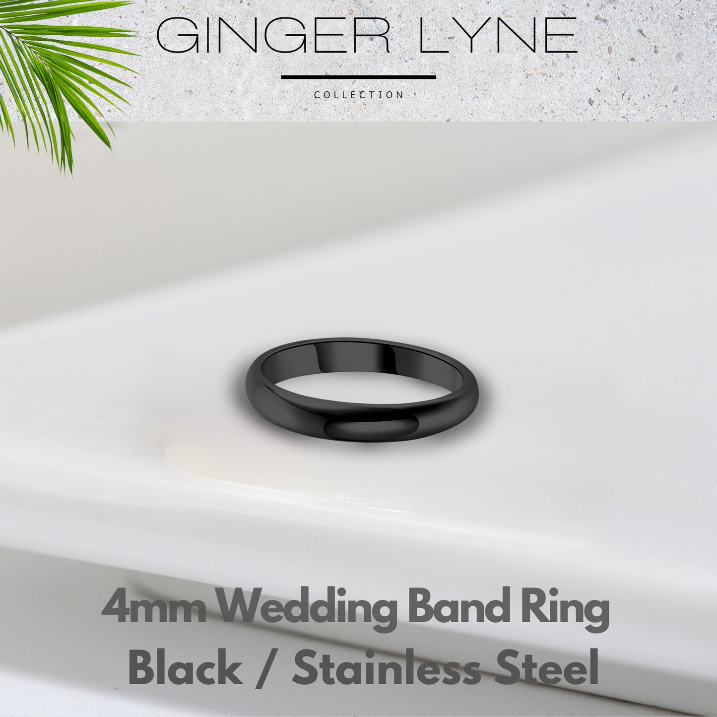 4mm Stainless Steel Wedding Band Ring Women Men Ginger Lyne Collection