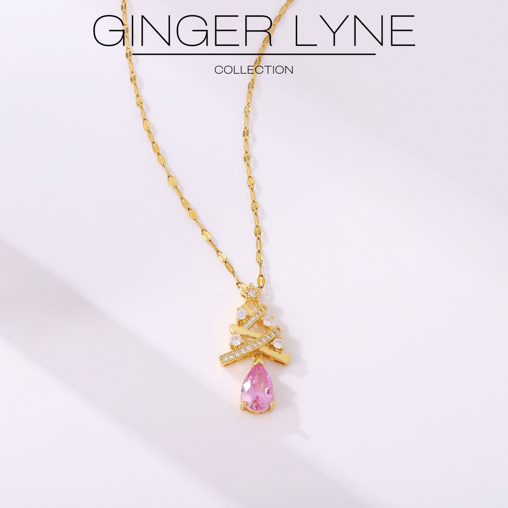 ChristamasTreeNecklaceforWomenHolidayPendantPearCZGoldPlatedStainlessSteelGingerLyneCollection_Gold-3