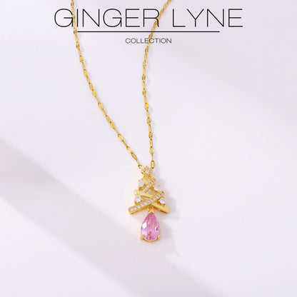 ChristamasTreeNecklaceforWomenHolidayPendantPearCZGoldPlatedStainlessSteelGingerLyneCollection_Gold-3