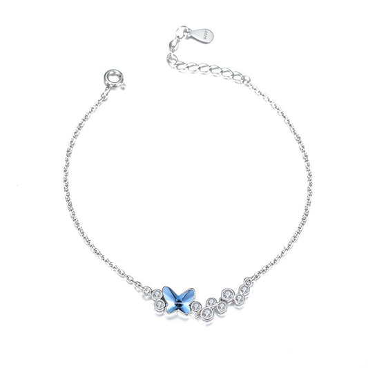 Butterfly Bracelet for Women Sterling Silver Blue Element Crystal Ginger Lyne Collection