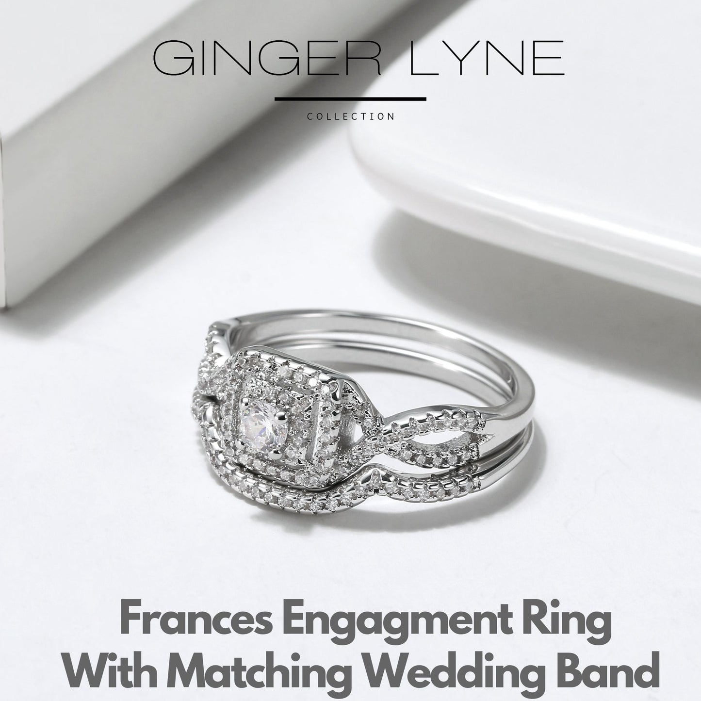 CZWeddingRingSetforWomenHaloEngagementRingWeddingBandGingerLyneCollection_WhiteGoldPlated-4