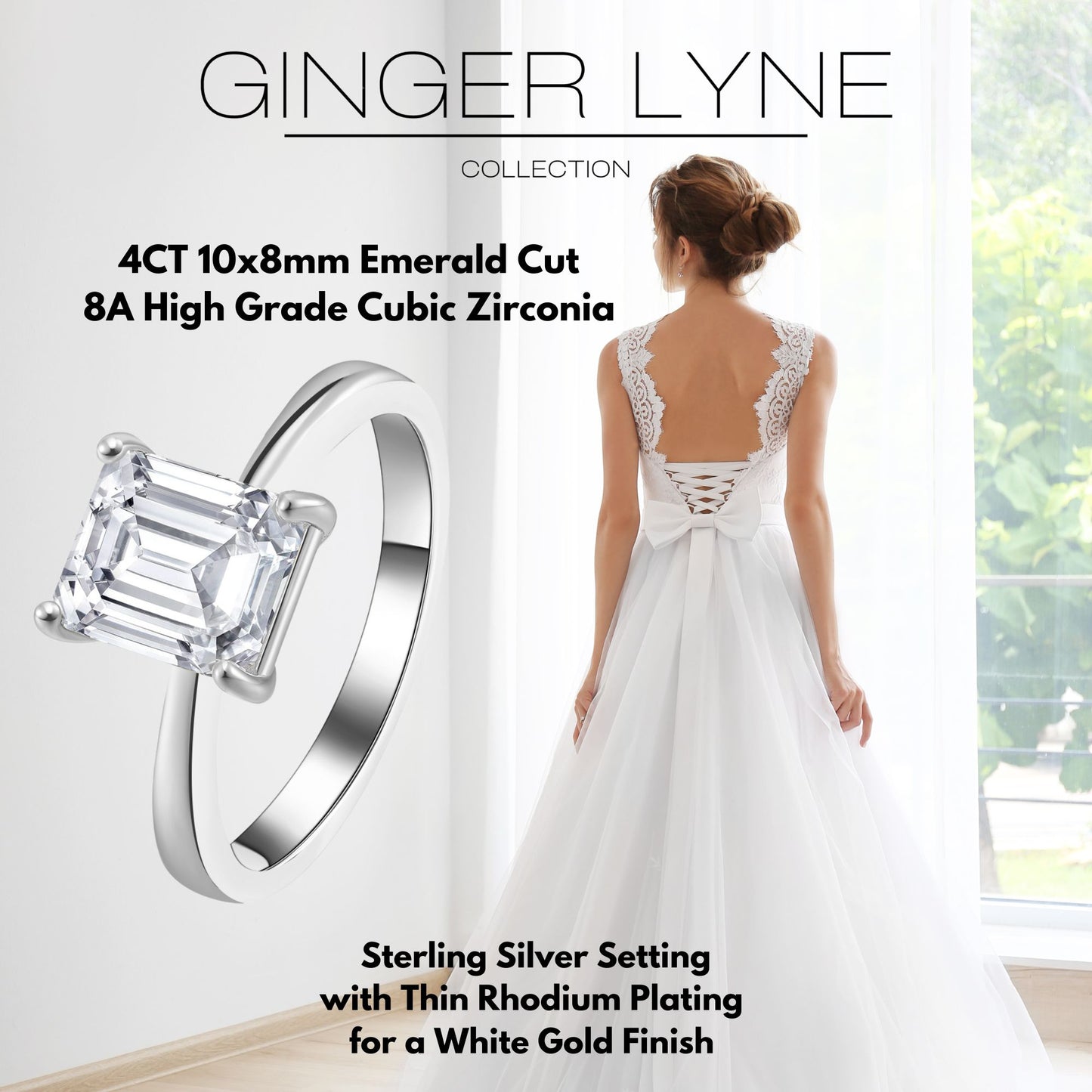 Solitaire4CtEmeraldCutEngagementRingforWomenSterlingSilver8ACZGingerLyneCollection_Silver-5