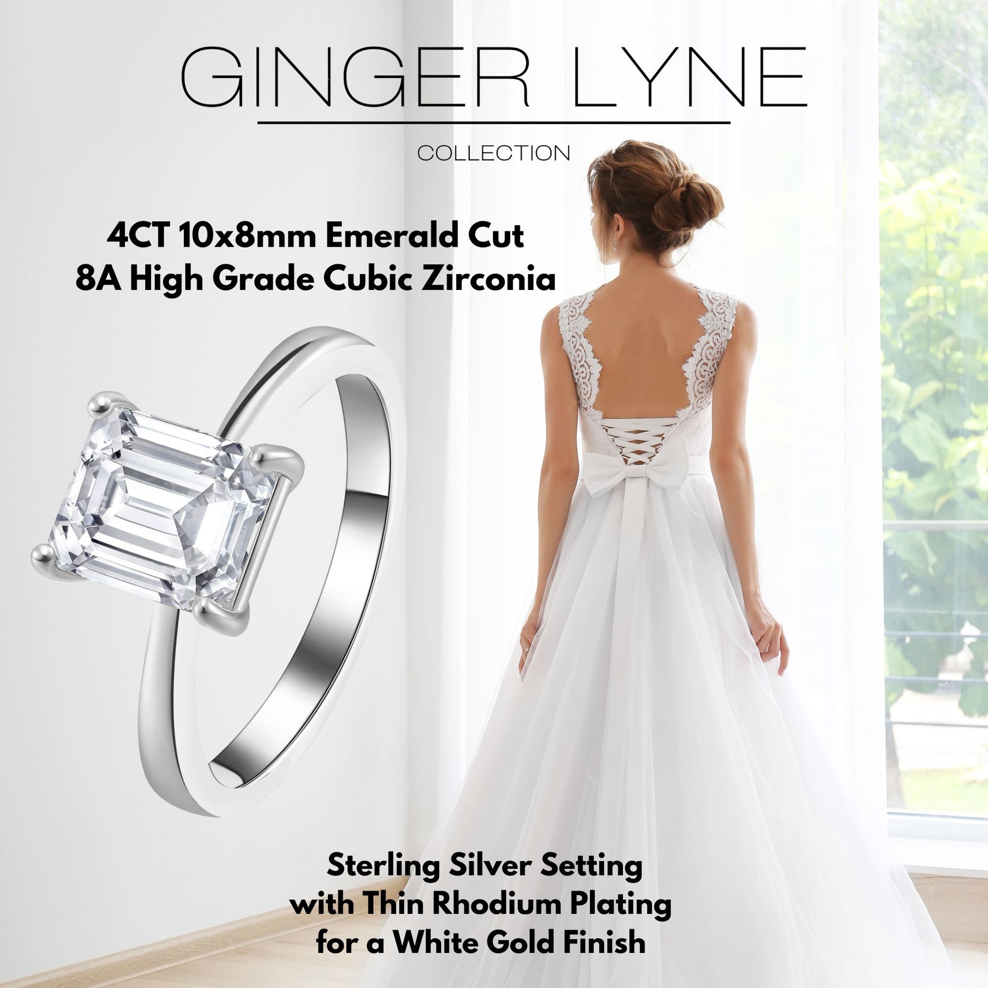 Solitaire4CtEmeraldCutEngagementRingforWomenSterlingSilver8ACZGingerLyneCollection_Silver-5