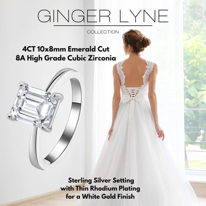 Solitaire4CtEmeraldCutEngagementRingforWomenSterlingSilver8ACZGingerLyneCollection_Silver-5