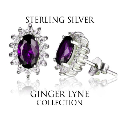 Kate Sterling Silver Purple Clear CZ Stud Earrings Womens Ginger Lyne Collection - purple