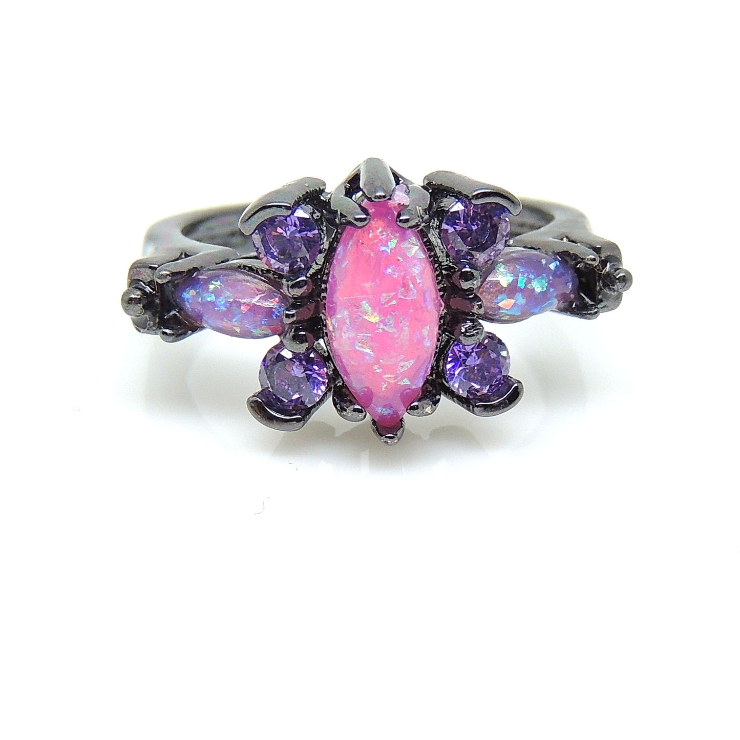 Logan Butterfly Promise Ring for Women Pink Fire Opal Purple Cz Ginger Lyne Collection