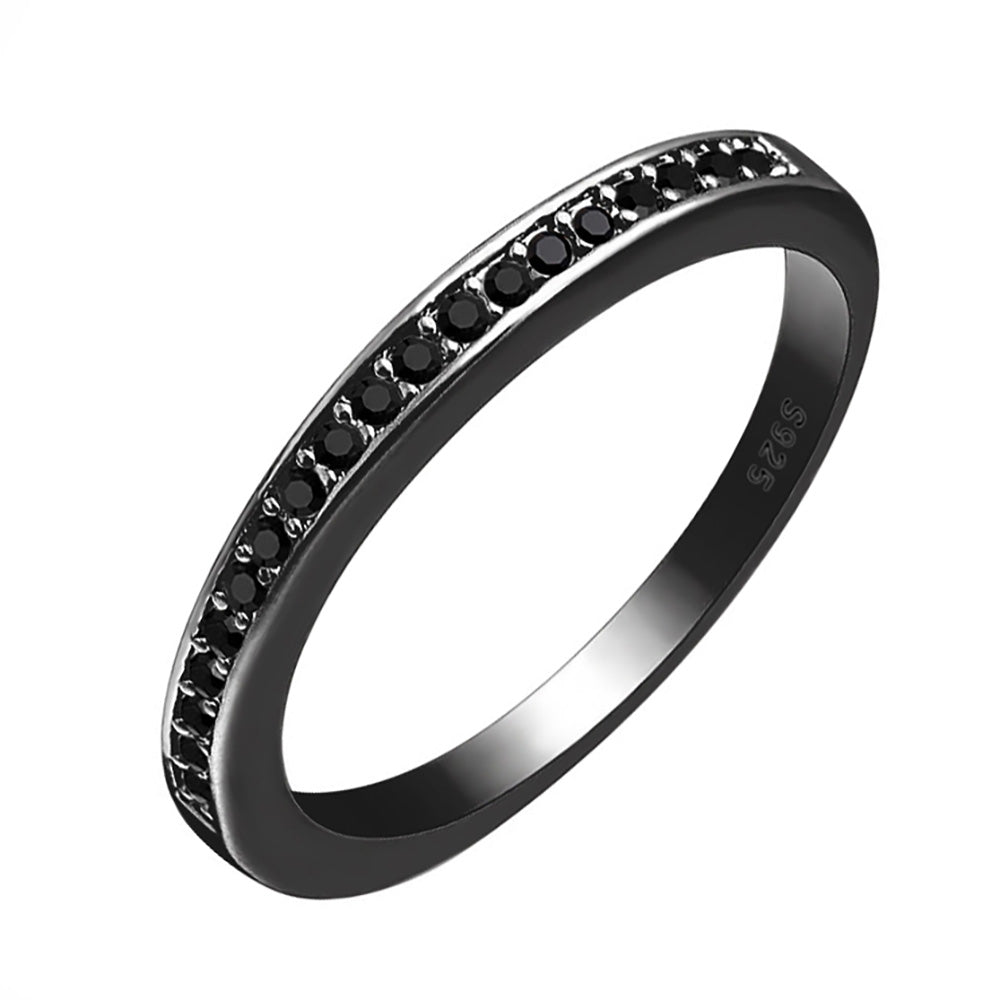 Victoria Anniversary Band Ring Black Sterling Silver Cz Womens Ginger Lyne Collection - Black Black,10