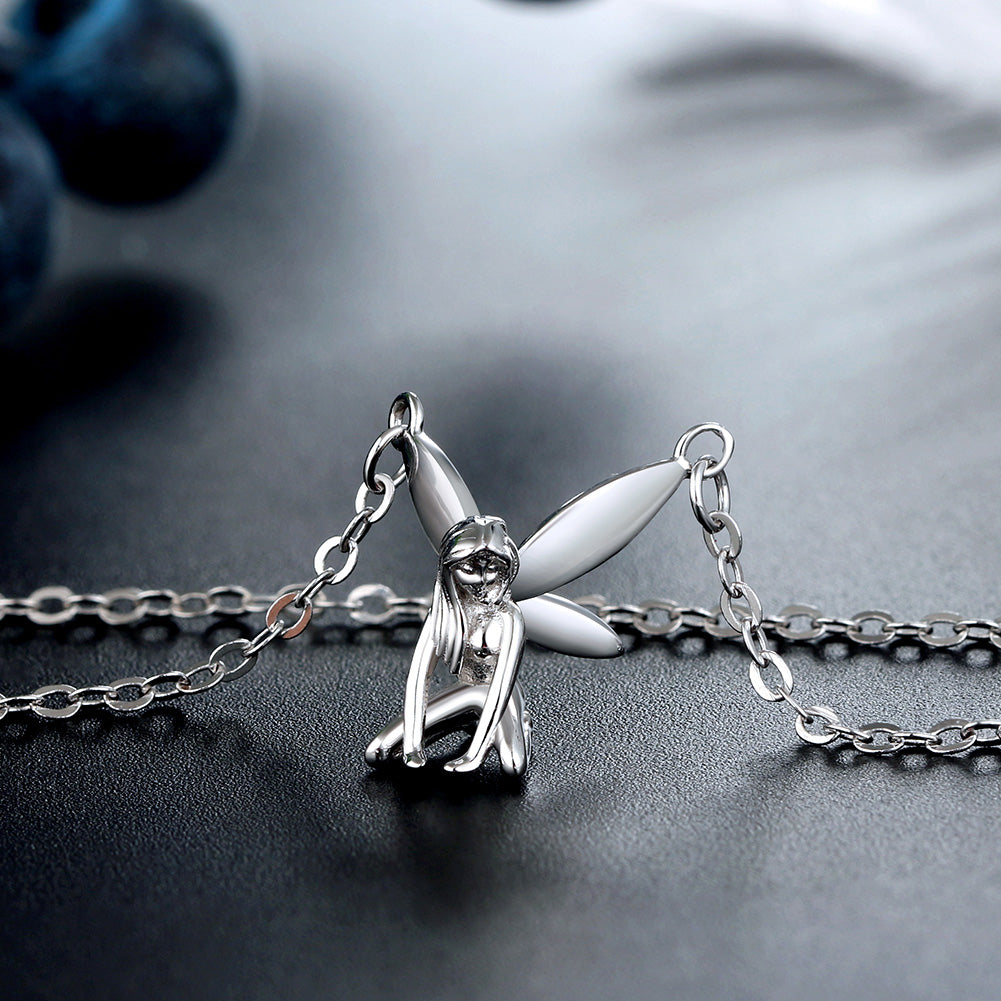 Fairy Sterling Silver Double Chain Pendant Necklace Girls Ginger Lyne Collection