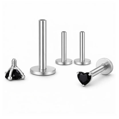 SmallHeartCZSolitaireFlatBackStudEarringsBodyPiercingsbyGingerLyne2SetsPost6mm8mmIncluded_3mm-Black-1